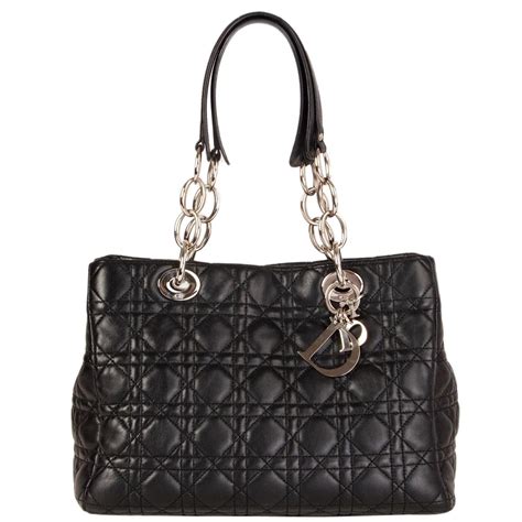 christian dior black cannage leather bag